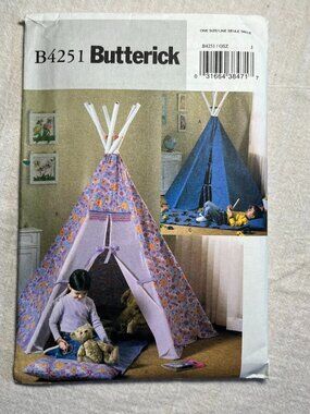 Butterick B4251 Teepee & Sleeping Mat Sewing Pattern OSZ UNCUT kids indoor 2004
